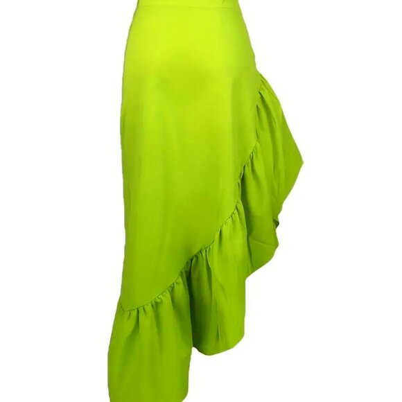 Ruffle Skirt High Waist High Low Asymmetrical - Picture 2 of 3